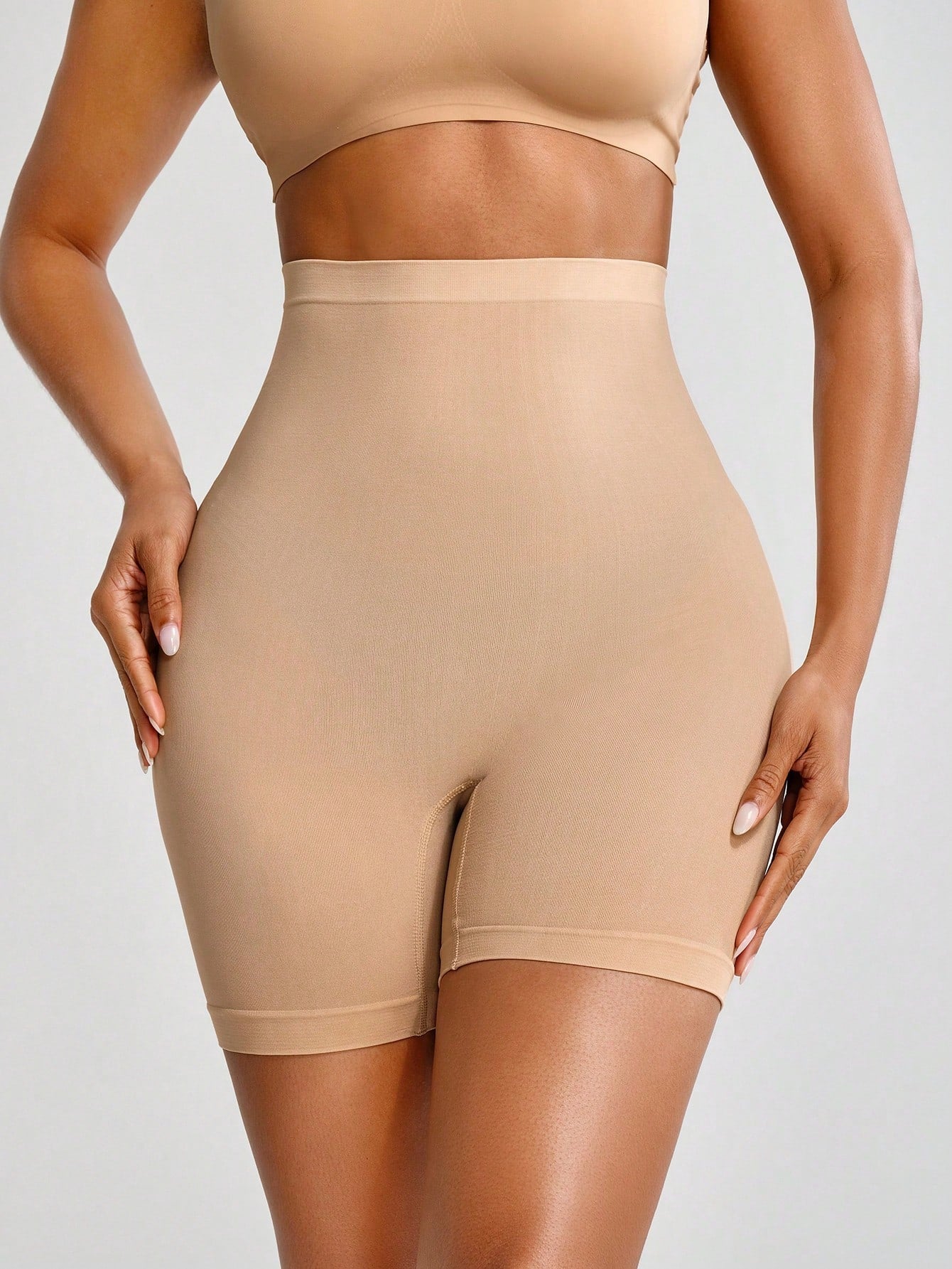 Shorts de seguridad de cintura alta de color solido para mujer