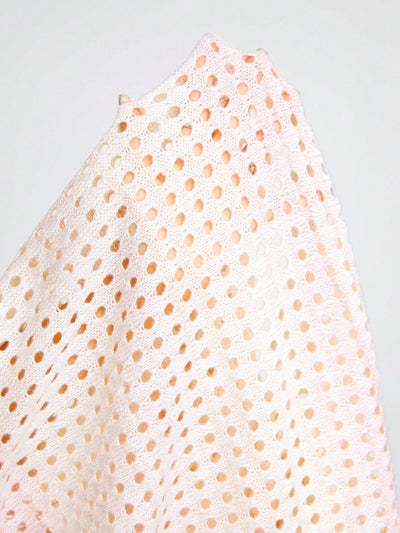 ROMWE Kawaii Jersey De Manga Larga Con Cuello Redondo Para Mujer Con Patron De Estrella De Degradado De Color Y Estilo Hueco