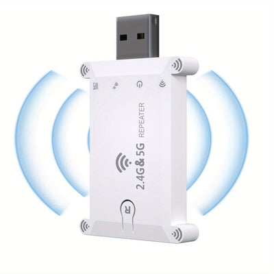 Repetidor WiFi USB de doble banda 5G de 1200Mbps para escritorios, Plug & Play, amplificador de Internet inalámbrico, compatible con redes 2.4G/5G, sin necesidad de batería