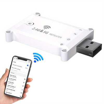 Repetidor WiFi USB de doble banda 5G de 1200Mbps para escritorios, Plug & Play, amplificador de Internet inalámbrico, compatible con redes 2.4G/5G, sin necesidad de batería