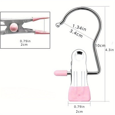 10pcs Pinzas para Ropa de Acero Inoxidable con Gancho, Clips Portátiles para Colgar Ropa, Organizador de Ropa para Armario, Perchas para Ropa
