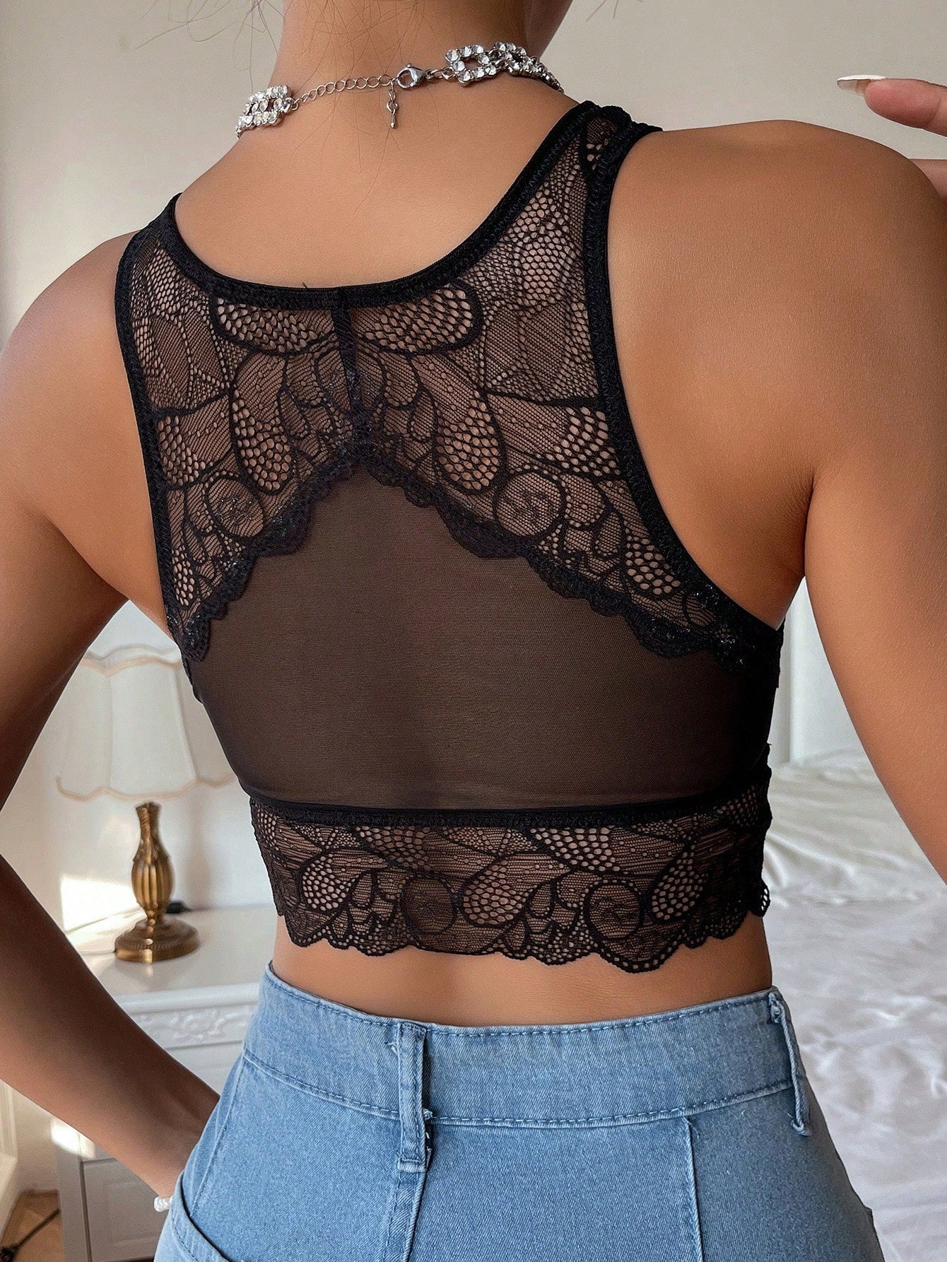 Ropa Interior Sexy Y Comoda De Encaje Con Cuello Redondo Para Mujeres