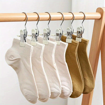 10pcs Pinzas para Ropa de Acero Inoxidable con Gancho, Clips Portátiles para Colgar Ropa, Organizador de Ropa para Armario, Perchas para Ropa
