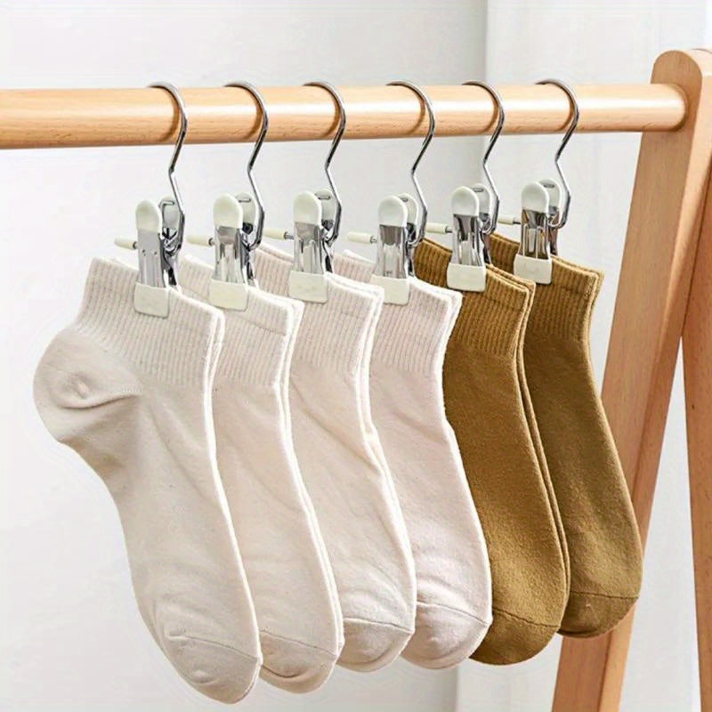 10pcs Pinzas para Ropa de Acero Inoxidable con Gancho, Clips Portátiles para Colgar Ropa, Organizador de Ropa para Armario, Perchas para Ropa