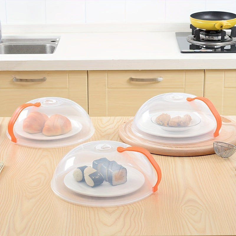 1pieza Cubierta de comida transparente para microondas, a prueba de aceite y salpicaduras, ventilación de vapor, fácil de agarrar, adecuada para hornos de microondas y suministros de cocina