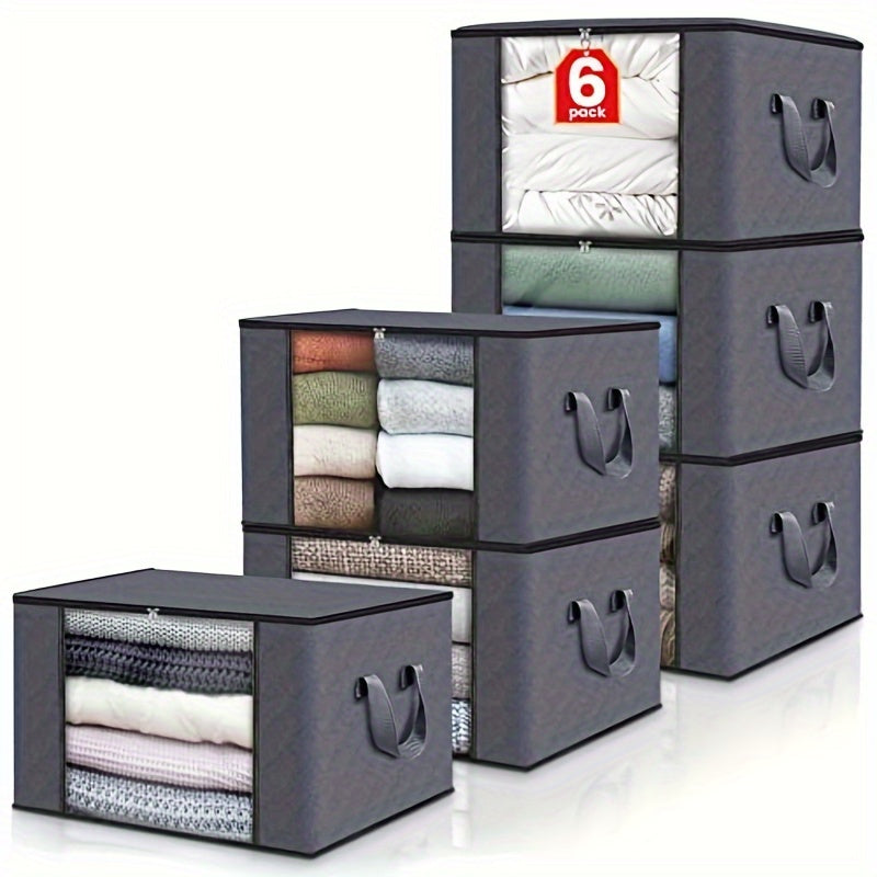 3 paquetes de cestas de almacenamiento de tela plegables de gran capacidad - Ideales para ropa de cama, ropa, almohadas, edredones - Perfectas para el hogar, el dormitorio, el dormitorio, los armarios de spa - Material tejido gris, no se necesita electri