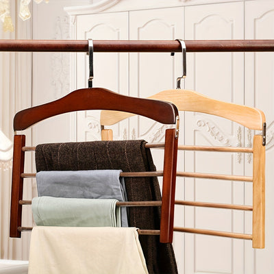 1pc Percha de Madera Multinivel para Ahorrar Espacio - Organizador Duradero para Corbatas, Bufandas y Más, Ideal para la Organización del Armario, Almacenamiento de Ropa