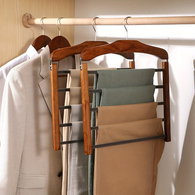 1pc Percha de Madera Multinivel para Ahorrar Espacio - Organizador Duradero para Corbatas, Bufandas y Más, Ideal para la Organización del Armario, Almacenamiento de Ropa