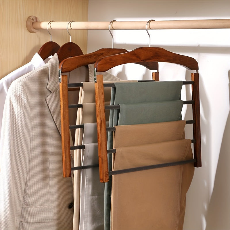 1pc Percha de Madera Multinivel para Ahorrar Espacio - Organizador Duradero para Corbatas, Bufandas y Más, Ideal para la Organización del Armario, Almacenamiento de Ropa