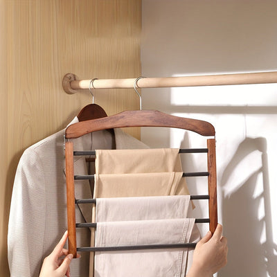 1pc Percha de Madera Multinivel para Ahorrar Espacio - Organizador Duradero para Corbatas, Bufandas y Más, Ideal para la Organización del Armario, Almacenamiento de Ropa