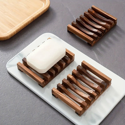 1 Unidad De Jabonera De Madera, Bandeja De Drenaje Para Jabón, Soporte Simple Para Jabón, Estante Para Jabón Para Baño, Estante De Almacenamiento De Jabón, Accesorios De Baño