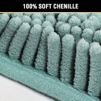 2pcs Alfombra de Baño de Chenilla, Alfombra de Baño Rectangular en Forma de U, Alfombra de Peluche Esponjosa para Baño, Absorbente y Antideslizante, Decoración de Baño