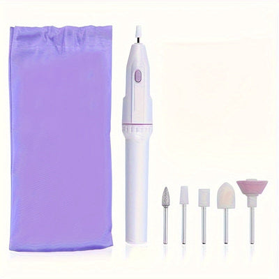 Kit Profesional para Salón de Uñas | Amoladora Eléctrica 5 en 1 con Cabezales y Polidores para Manicura y Pedicura