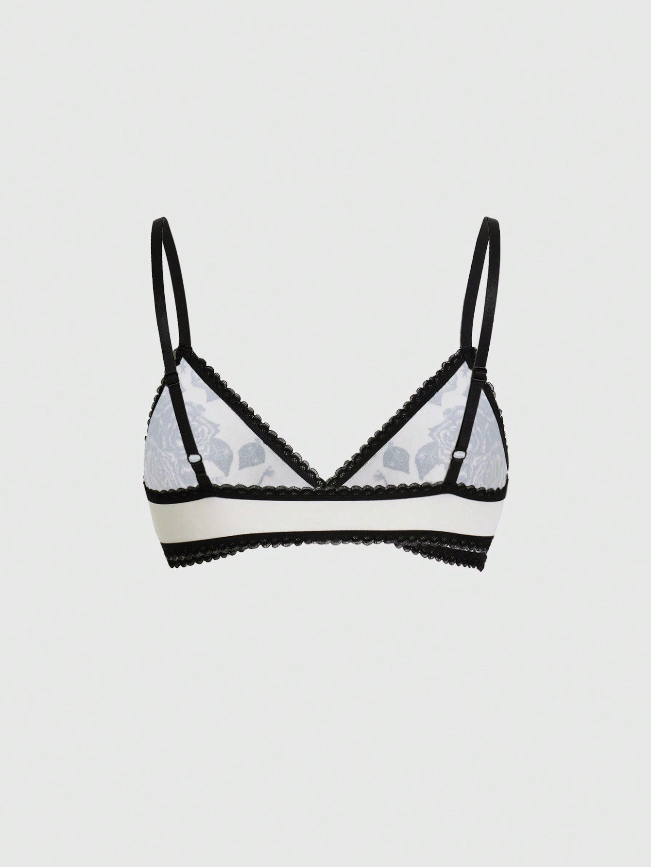 ROMWE Goth Sujetador De Copa Triangular Con Tirantes Contrastantes De Estilo Punk Oscuro Con Bordado De Rosa