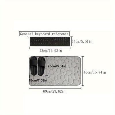 Alfombrilla de Baño OLOEY con Diseño de Guijarros - Textura Suave Antideslizante y Secado Rápido, Lavable a Máquina, Gris Piedra para Ducha, Entrada o Oficina, Decoración Contemporánea, Material Duradero, Práctico y Elegante