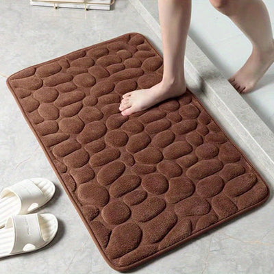 Alfombrilla de Baño OLOEY con Diseño de Guijarros - Textura Suave Antideslizante y Secado Rápido, Lavable a Máquina, Gris Piedra para Ducha, Entrada o Oficina, Decoración Contemporánea, Material Duradero, Práctico y Elegante