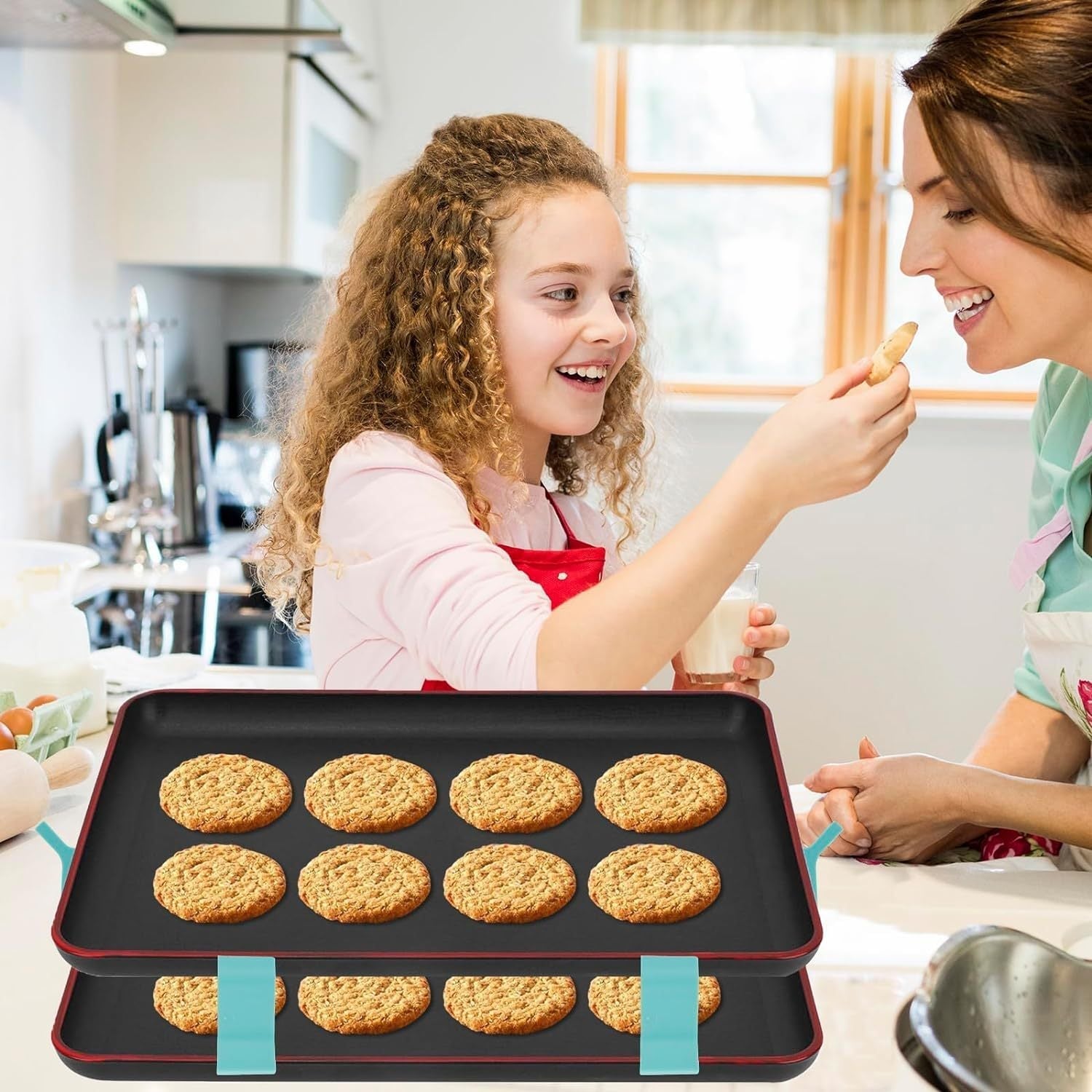 8 piezas Apiladores de bandejas para hornear, Apiladores de bandejas que ahorran espacio, Soporte apilable para bandejas reutilizables, Apiladores de bandejas de horno multiusos para bandejas de congelador