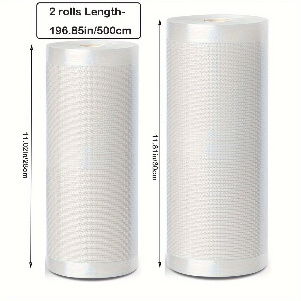 Dos rollos de bolsas herméticas para almacenar alimentos con textura, 5 metros de largo