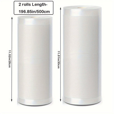Dos rollos de bolsas herméticas para almacenar alimentos con textura, 5 metros de largo