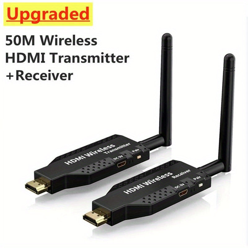 Vikefon 50M Transmisor inalámbrico HDTV + Receptor - Extensor de HDTV 1080P para PS4, Notebook a Monitor de TV, Compartir pantalla, Alimentación por USB, Conexión de HDTV a HDTV, Extensor de HDTV | HDTV inalámbrico | Alimentado por USB