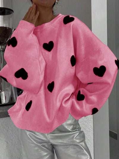LUNE Jersey De Cuello Redondo Para Mujer Con Diseno De Corazon