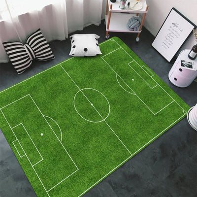 1 alfombra de área de campo de fútbol, gruesa de espuma, tamaño grande, tapete de juego impreso con cancha deportiva, temporada primavera/verano, tema al aire libre, resistente al desgaste, decoración para sala, dormitorio o habitación de adolescentes, a