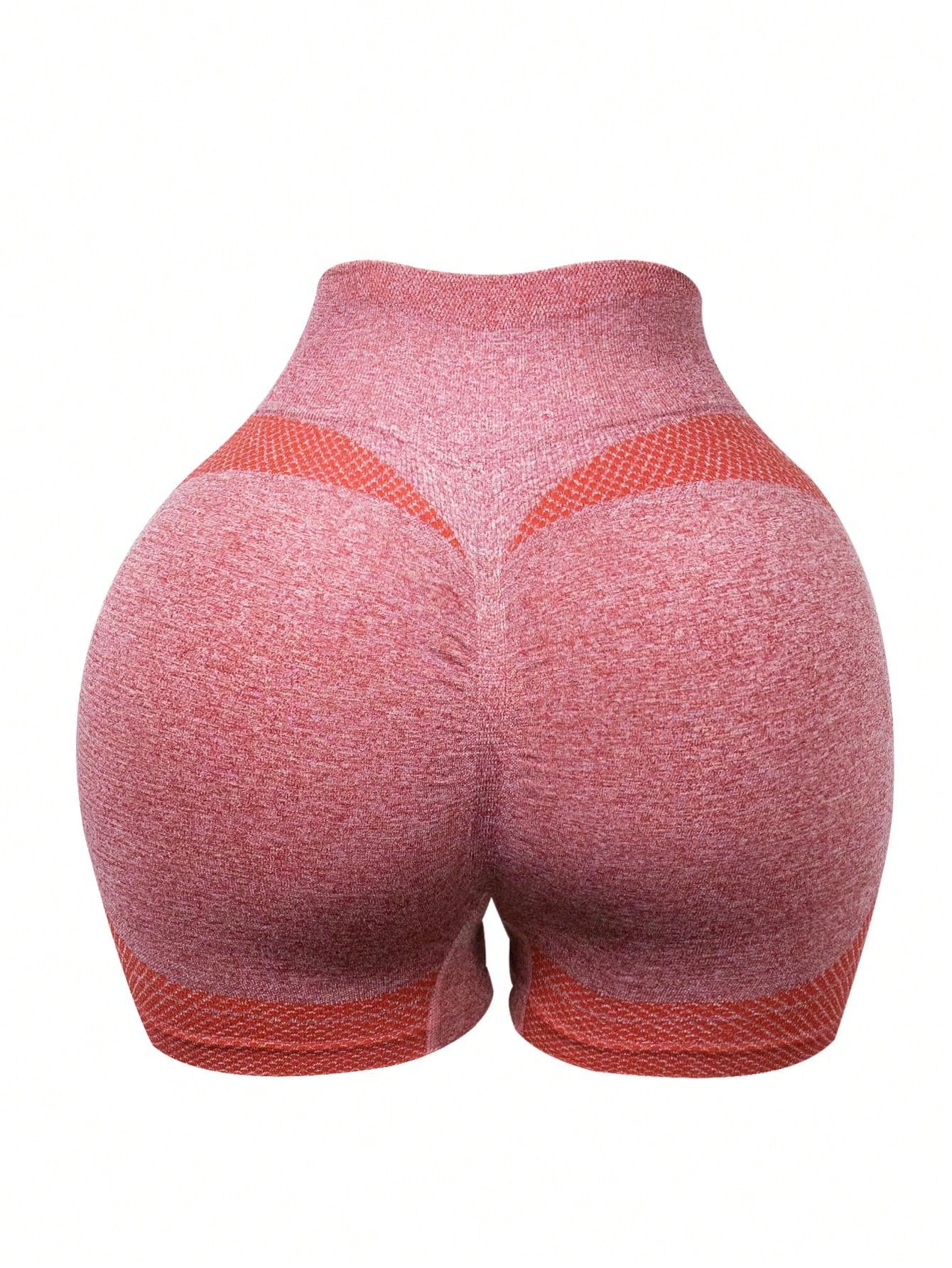 1 pieza shorts de yoga de cintura alta sin costuras amarillos, shorts comodos y transpirables con control de abdomen y levantamiento