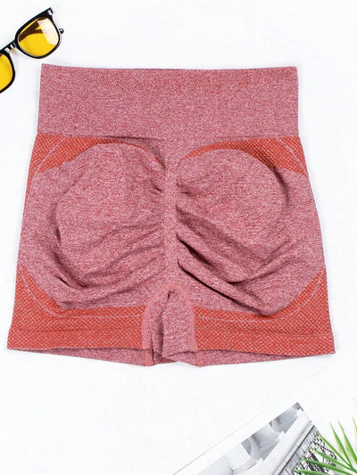 1 pieza shorts de yoga de cintura alta sin costuras amarillos, shorts comodos y transpirables con control de abdomen y levantamiento