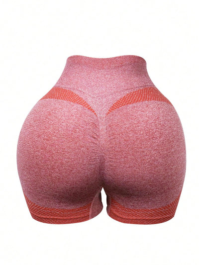 1 pieza shorts de yoga de cintura alta sin costuras amarillos, shorts comodos y transpirables con control de abdomen y levantamiento