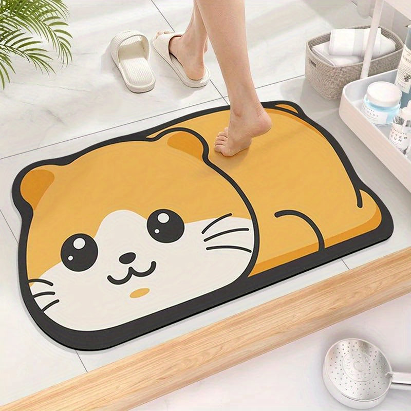 Encanto Juguetón] Alfombra de Baño Super Absorbente de Diatomeas Adorable, Alfombra de Inodoro Antideslizante de Dibujos Animados, Alfombra de Suelo de Secado Rápido, Alfombra de Suelo de Baño|Alfombra Decorativa de Inodoro|Alfombra Temática de Animales,