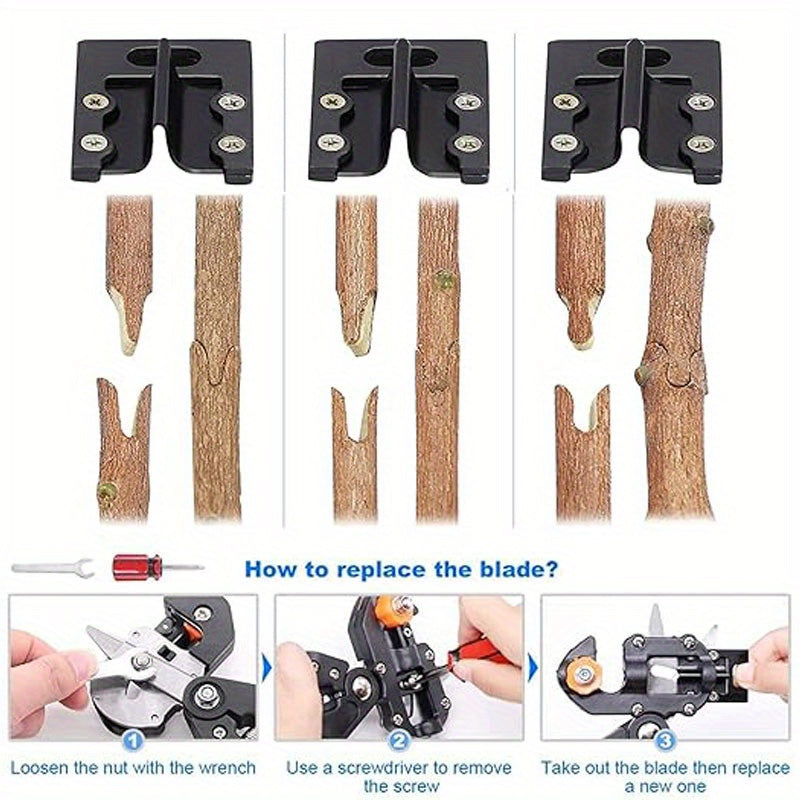 Plantas, ramas, vides, frutas, herramientas de corte para árboles frutales, tijeras ideales para árboles frutales, kit de herramientas para injertar, kit de herramientas para injertar, herramientas de poda para jardín con cuchillas de repuesto.