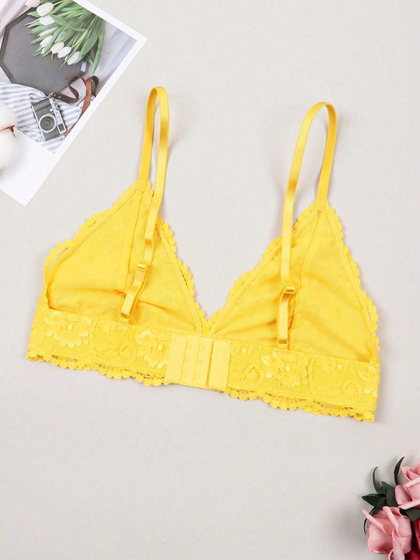 Mujeres Sexy Comodo Lace Gather Push-Up Sujetador con tirantes finos