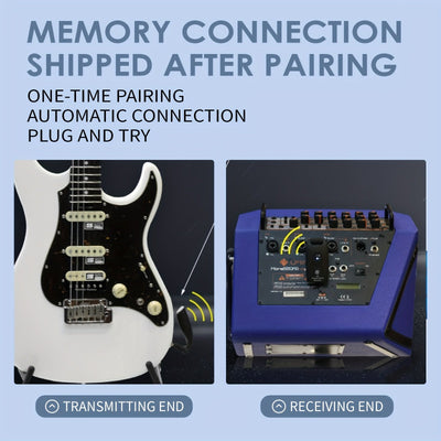 Sistema Inalámbrico para Guitarra A9 con Receptor de 2.4GHz, Carga USB-C, Conectividad Inalámbrica - Transmisor y Receptor Azules para Guitarra Eléctrica, Accesorio para Instrumento Musical con Batería de 300mAh, Transmisor Inalámbrico para Guitarra