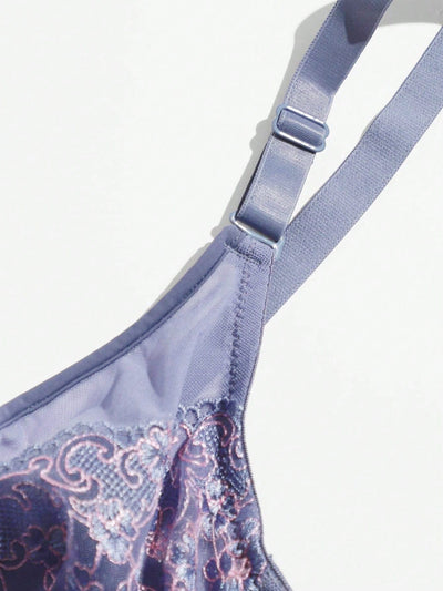 NEW Ropa interior transpirable de malla para mujer, sosten comodo bordado con flores para el verano
