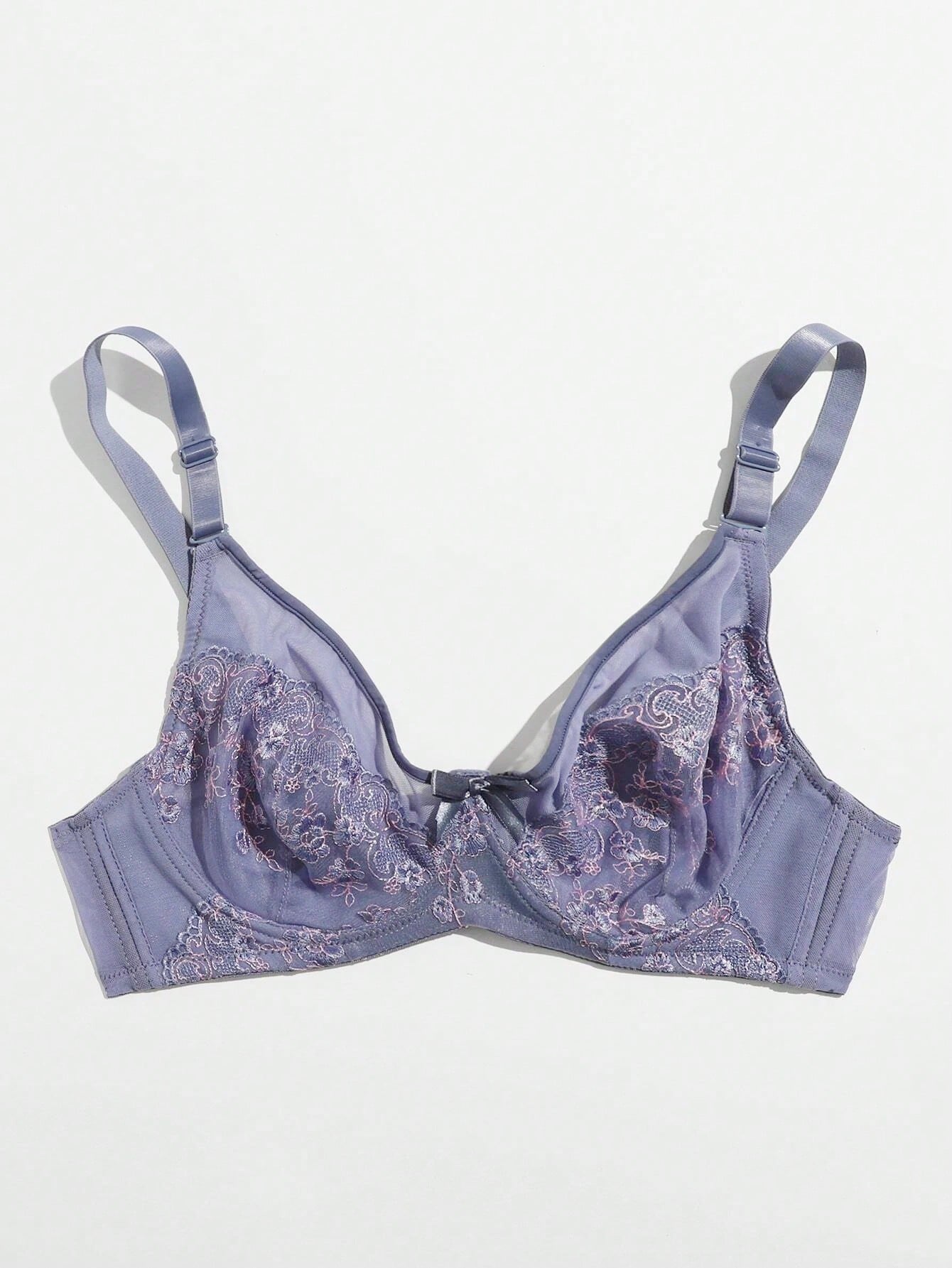NEW Ropa interior transpirable de malla para mujer, sosten comodo bordado con flores para el verano