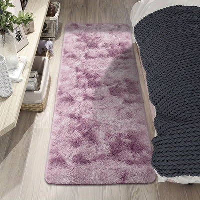1pc Alfombra de rectángulo suave y esponjosa de felpa larga, estilo nórdico de lujo ligero con color degradado de tie-dye, alfombra de piso con fondo antideslizante, alfombra de pelo suave y cómoda que no se deshace, alfombra decorativa de estilo para la
