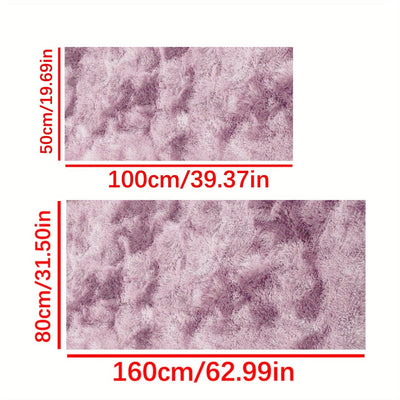 1pc Alfombra de rectángulo suave y esponjosa de felpa larga, estilo nórdico de lujo ligero con color degradado de tie-dye, alfombra de piso con fondo antideslizante, alfombra de pelo suave y cómoda que no se deshace, alfombra decorativa de estilo para la