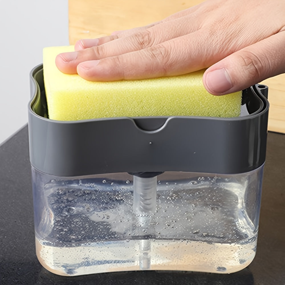 1/3 piezas Dispensador de jabón 2 en 1 con soporte para esponja, Contenedor de plástico para jabón lavavajillas, Organizador de loción para baño, Accesorios para fregadero de cocina, Herramienta de limpieza eficiente