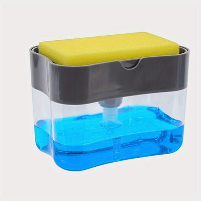 1/3 piezas Dispensador de jabón 2 en 1 con soporte para esponja, Contenedor de plástico para jabón lavavajillas, Organizador de loción para baño, Accesorios para fregadero de cocina, Herramienta de limpieza eficiente