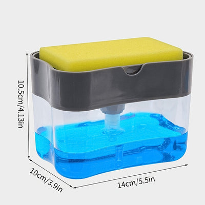 1/3 piezas Dispensador de jabón 2 en 1 con soporte para esponja, Contenedor de plástico para jabón lavavajillas, Organizador de loción para baño, Accesorios para fregadero de cocina, Herramienta de limpieza eficiente