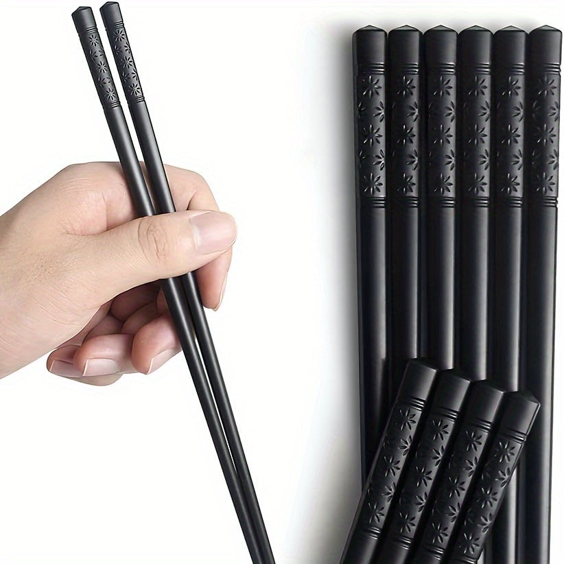 Conjunto de 5 pares de palillos elegantes con diseño de flor de cerezo, reutilizables y aptos para lavavajillas, perfectos para comer y entretener, adecuados para el hogar, la cocina y el restaurante