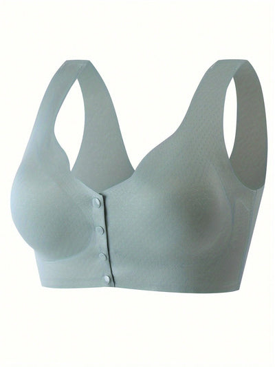 Sujetador para mujeres, sin costuras, sin aros, con broche frontal, de ocio, de latex, transpirable, simple, delgado, dinamico y sexy, que levanta y da forma