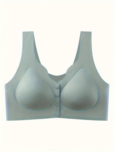 Sujetador para mujeres, sin costuras, sin aros, con broche frontal, de ocio, de latex, transpirable, simple, delgado, dinamico y sexy, que levanta y da forma