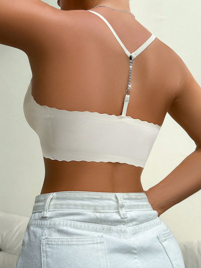 NEW Sujetador comodo y transpirable para mujer con espalda descubierta sin costuras con borde ondulado