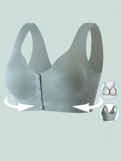 Sujetador para mujeres, sin costuras, sin aros, con broche frontal, de ocio, de latex, transpirable, simple, delgado, dinamico y sexy, que levanta y da forma