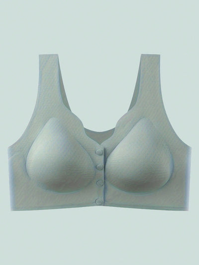 Sujetador para mujeres, sin costuras, sin aros, con broche frontal, de ocio, de latex, transpirable, simple, delgado, dinamico y sexy, que levanta y da forma
