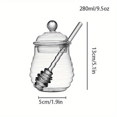 Un Tarro de Miel con Varilla para Mezclar, Embalaje Perlado, No Fácil de Romper, Multifuncional en Un Solo Recipiente, Tarro para Hojas de Té, Tarro Retro para Azúcar en Cubitos, Tarro para Almacenamiento de Cereales Domésticos, Tarro para Té de Flores,