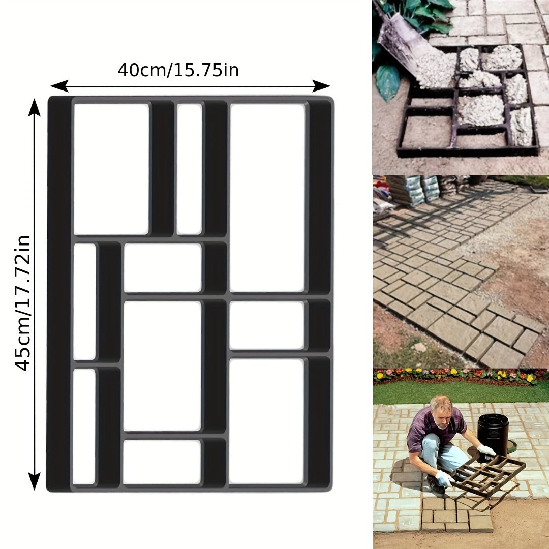 Molde de plástico para pavimento, fabricante de pasarelas de jardín de 10 rejillas, molde reutilizable para adoquines con diseño de piedra de cemento y hormigón, molde para escalones para exteriores de 44,96 cm x 39,88 cm, fácil de usar