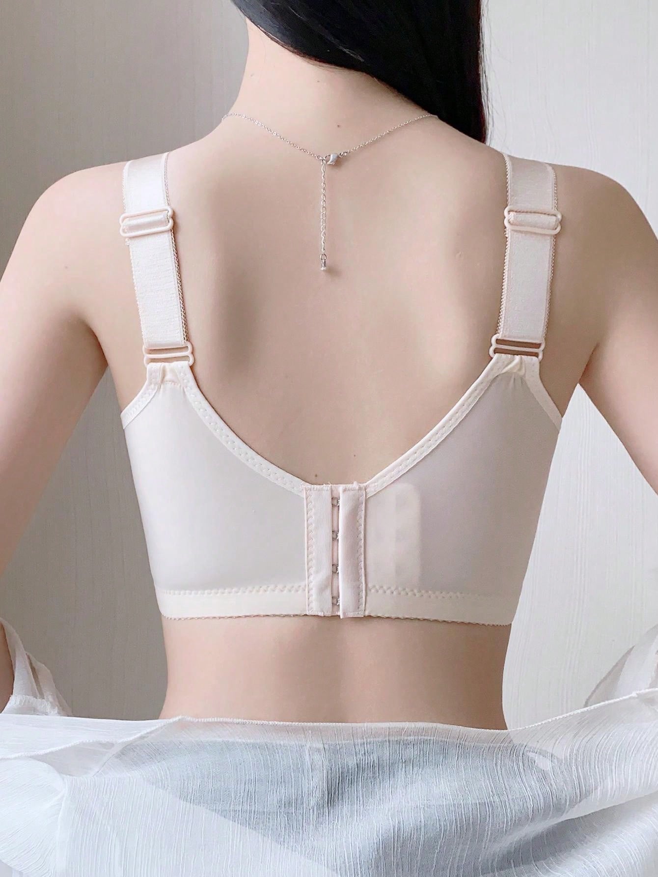 Sujetador acolchado suave, sosten de encaje floral multitud de mariposas solido y simple, sosten inalambrico sin costuras que brinda comodidad y transpirabilidad, ropa interior de mujer
