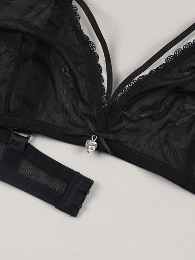 NEW Bralette semitransparente cruzado y sexy sin aro para mujer con forro ligero